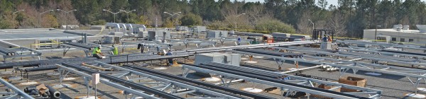 Rooftop Piping for Chilled Water System at Alachua County Jail